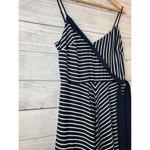 Banana Republic Strappy Handkerchief Hem Dress Midi Blue Stripe 6 - Picture 3 of 10